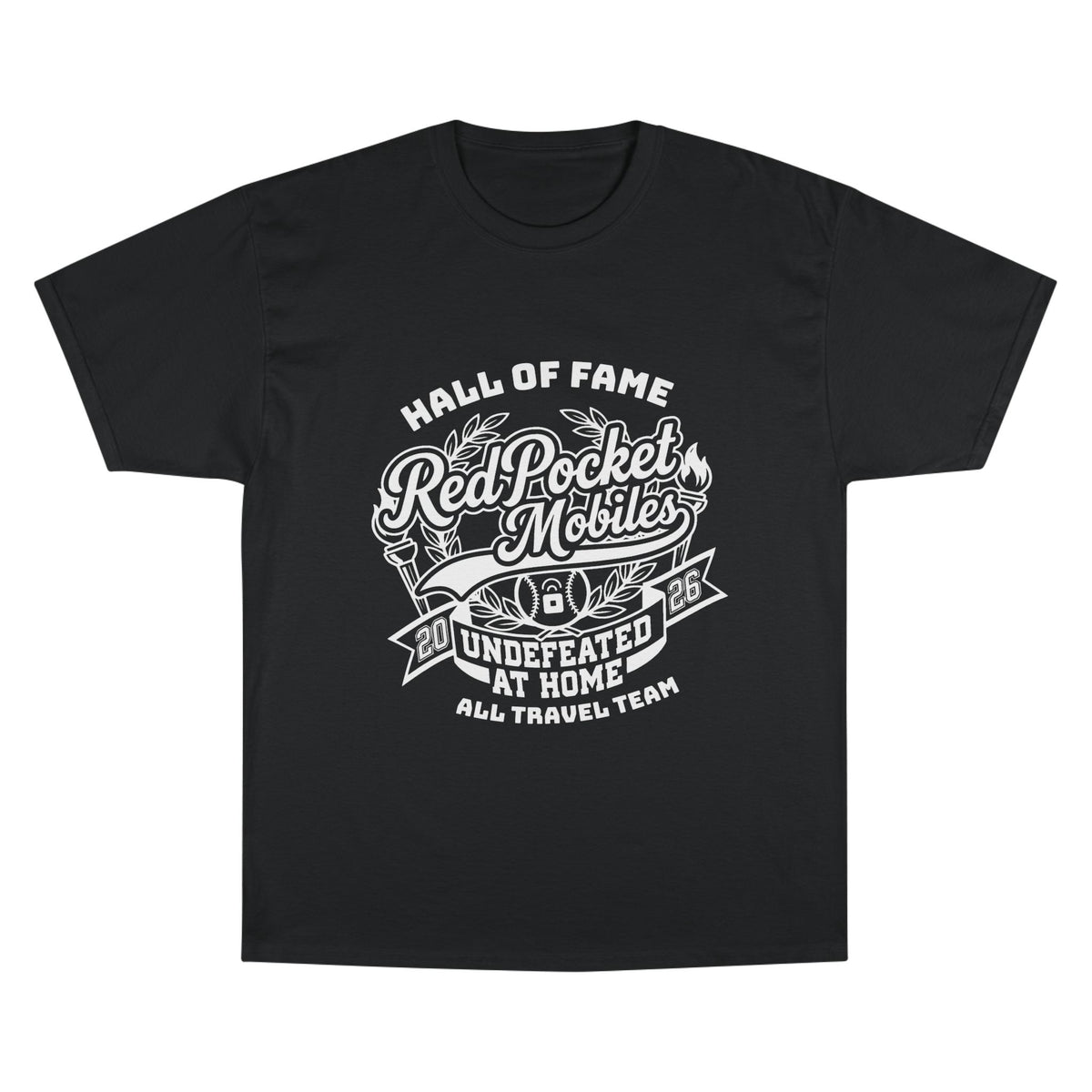 Champion T-Shirt — "Red Pocket Mobiles Undefeated At Home" Hall Of Fame Commemorative T-Shirt (Alt Logo)