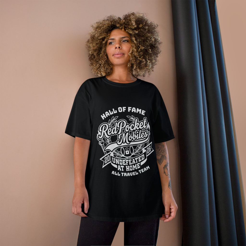 Champion T-Shirt — "Red Pocket Mobiles Undefeated At Home" Hall Of Fame Commemorative T-Shirt (Alt Logo)